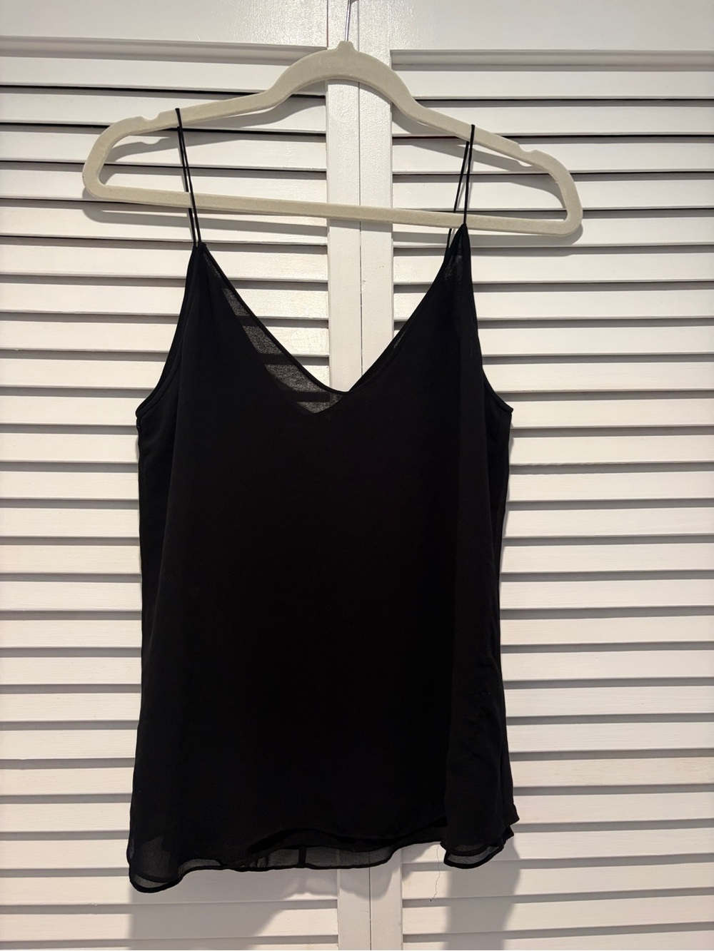 Women's Black V-Neck Spaghetti Strap Tank Top